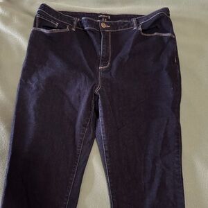 Susan Graver Dark Indigo Straight Leg Jeans - Size 16